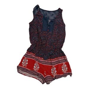 Mine Boho Floral Festival Romper Tassel Tie Size Small